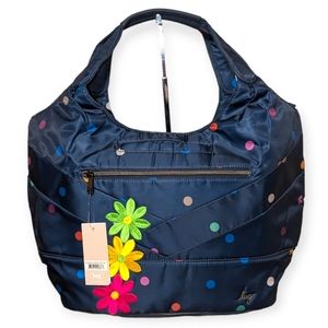 Lug Tote Gondola SE Navy Multicolor Polka Dots Love Stripe Interior NWT Large